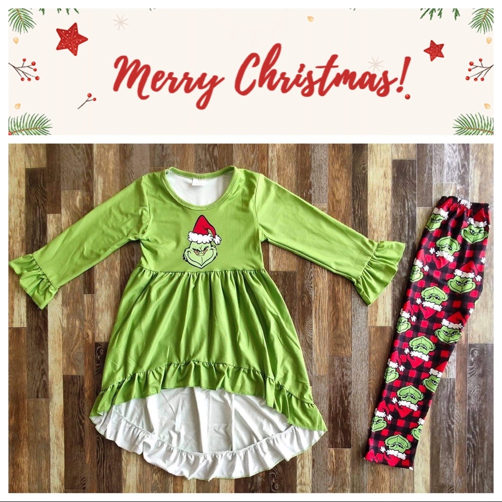 The Grinch Christmas Cute Tunic Dress pants set